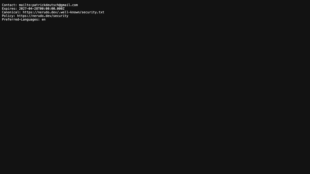 The compiled standard security contact file with contact, expiry, canonical and policy fields.